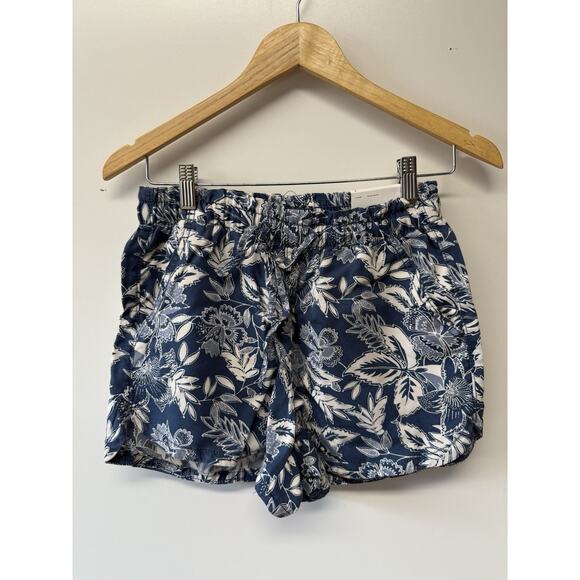 American Eagle Outfitters Pants - American Eagle Womens Shorts Blue Floral Pull-On Drawstring Hi Rise Size S